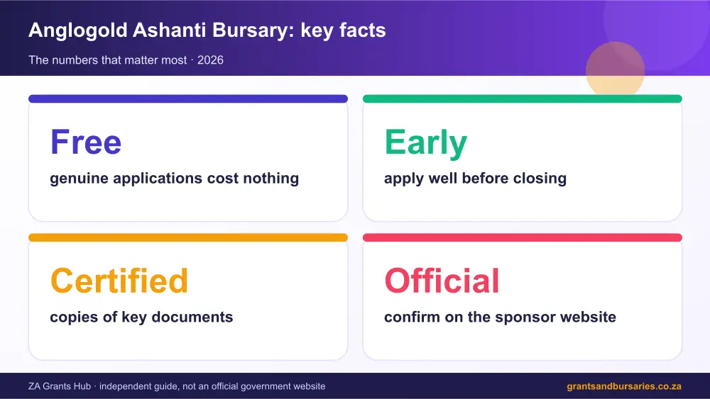 Anglogold Ashanti Bursary key facts at a glance infographic – anglogold ashanti bursary South Africa 2026