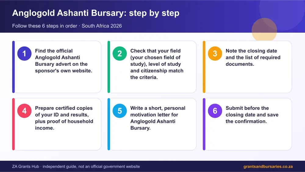 Anglogold Ashanti Bursary step by step guide infographic – anglogold ashanti bursary South Africa 2026