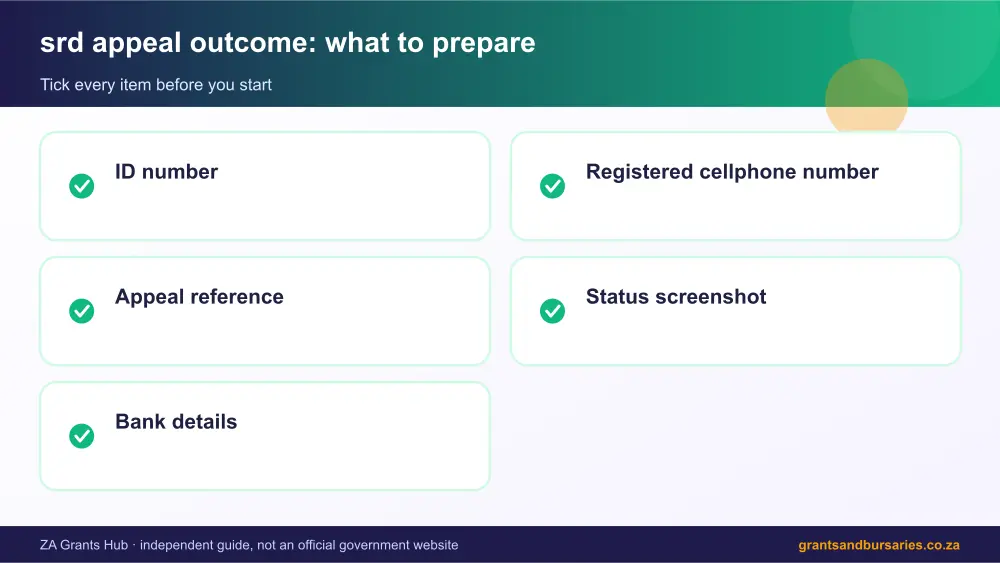 srd appeal outcome documents checklist infographic – srd appeal outcome South Africa 2026