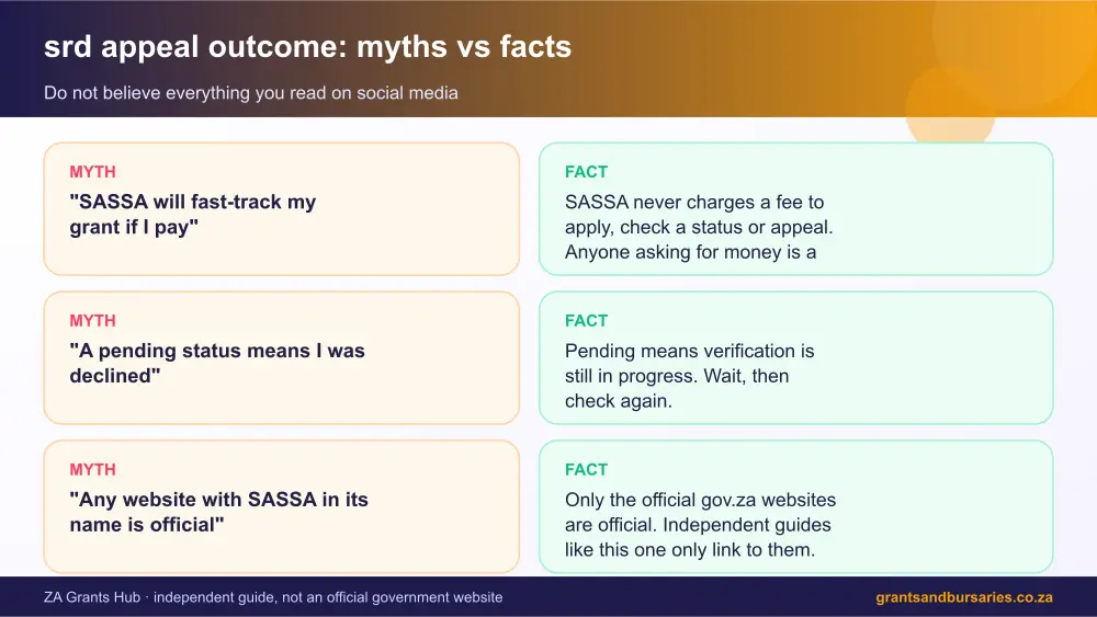 srd appeal outcome myths vs facts infographic – srd appeal outcome South Africa 2026