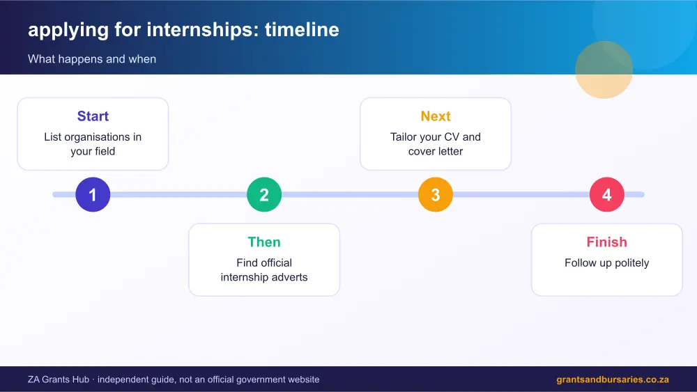 applying for internships process timeline infographic – applying for internships South Africa 2026