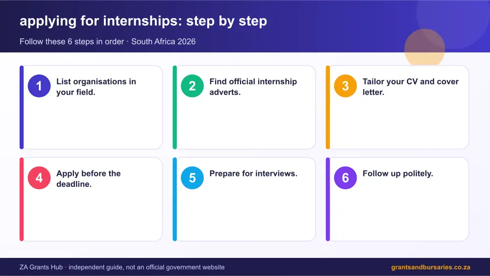 applying for internships step by step guide infographic – applying for internships South Africa 2026