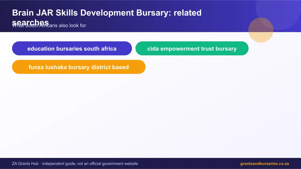 Brain JAR Skills Development Bursary related topics map infographic – brain jar skills development bursary South Africa 2026