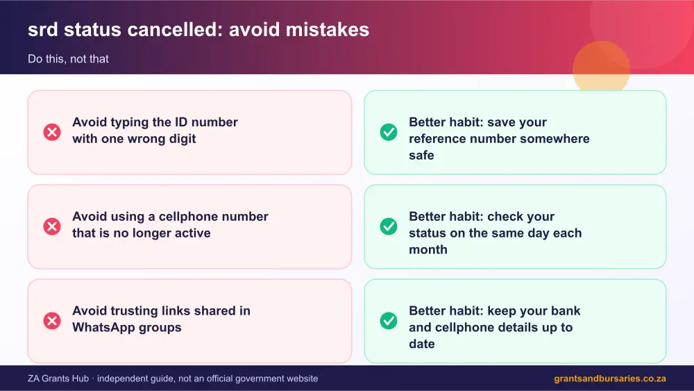 srd status cancelled mistakes to avoid and tips infographic – srd status cancelled South Africa 2026