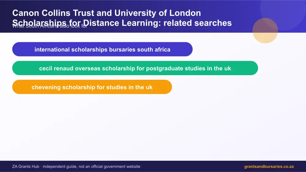 Canon Collins Trust and University of London Scholarships for Distance Learning related topics map infographic – canon collins trust and university of london scholarships for distance learning scholarship South Africa 2026