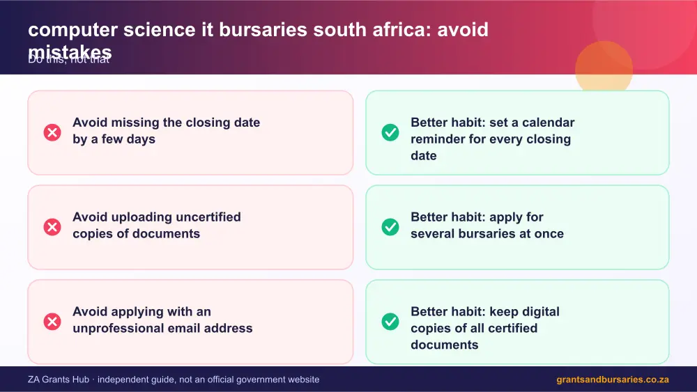 computer science it bursaries south africa mistakes to avoid and tips infographic – computer science it bursaries south africa South Africa 2026