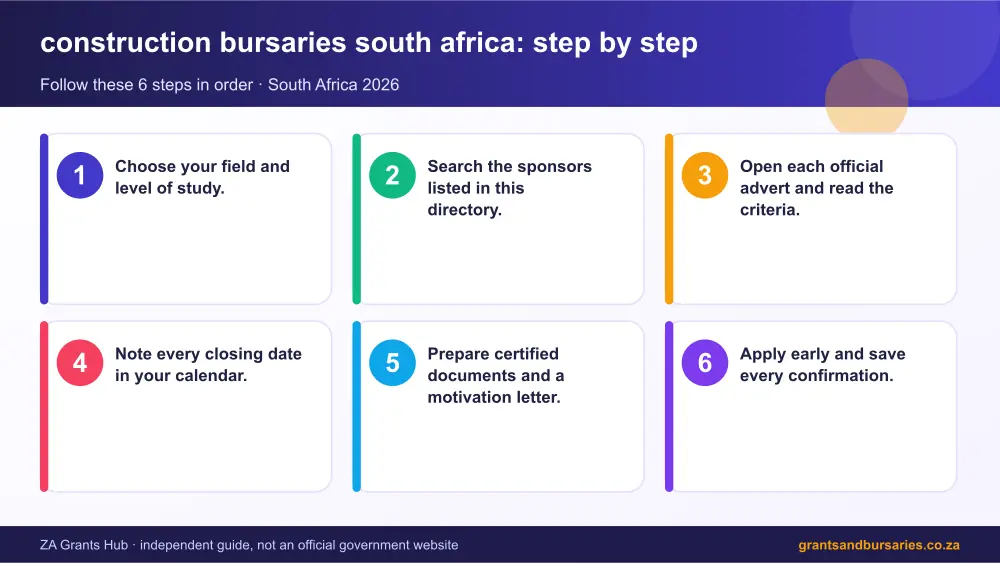 construction bursaries south africa step by step guide infographic – construction bursaries south africa South Africa 2026