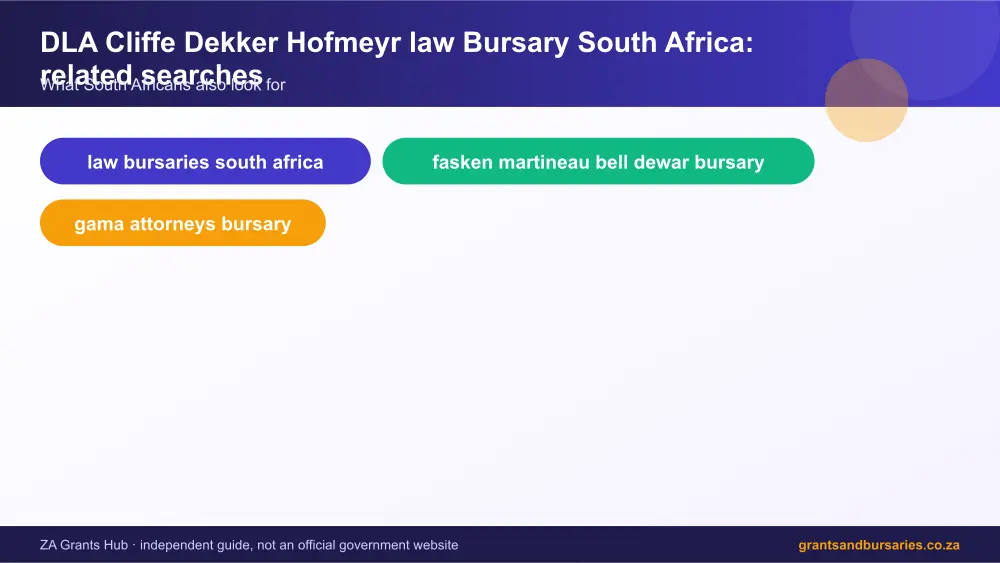 DLA Cliffe Dekker Hofmeyr law Bursary South Africa related topics map infographic – cliffe dekker hofmeyr bursary South Africa 2026