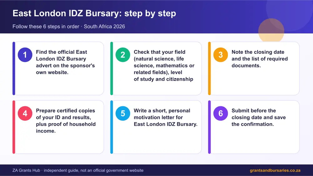 East London IDZ Bursary step by step guide infographic – east london idz bursary South Africa 2026