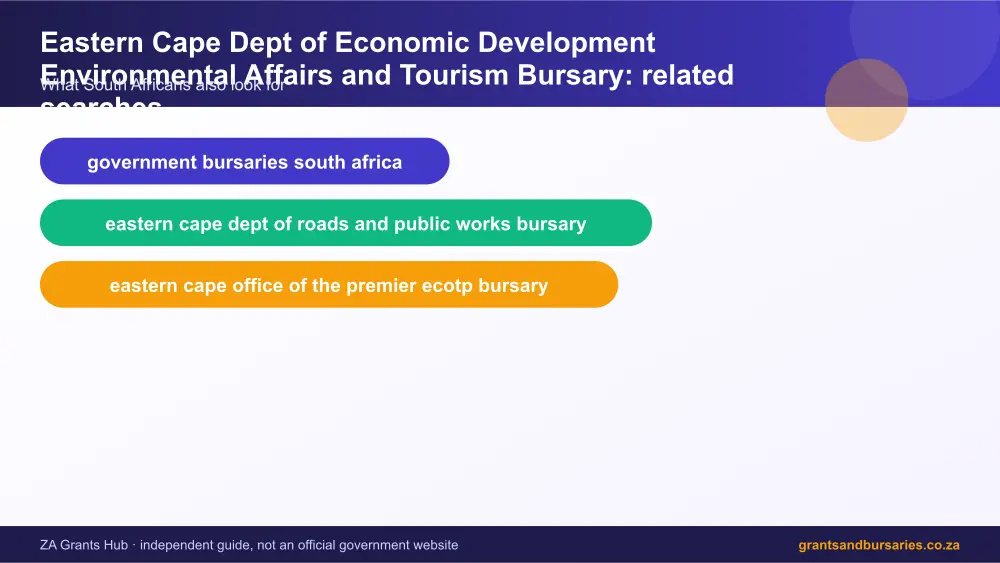 Eastern Cape Dept of Economic Development Environmental Affairs and Tourism Bursary related topics map infographic – eastern cape dept of economic development environmental affairs and tourism bursary South Africa 2026