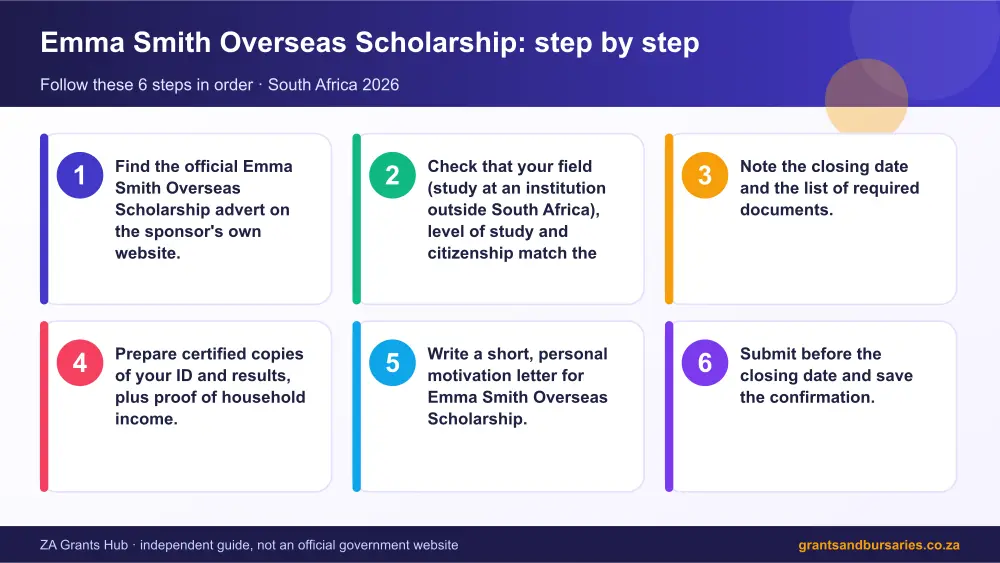 Emma Smith Overseas Scholarship step by step guide infographic – emma smith overseas scholarship South Africa 2026