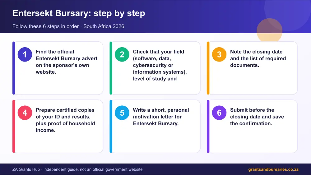 Entersekt Bursary step by step guide infographic – entersekt bursary South Africa 2026
