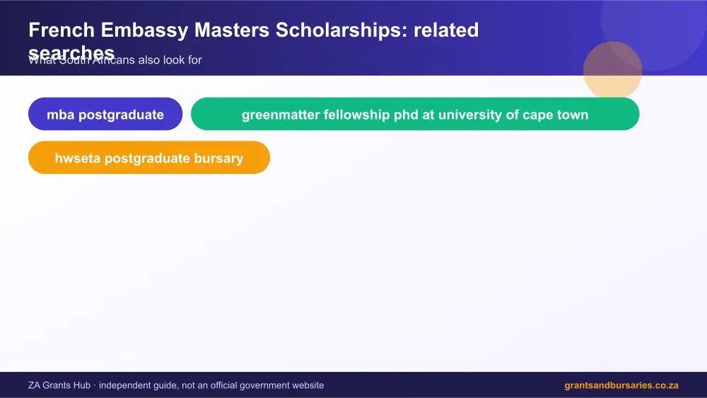 French Embassy Masters Scholarships related topics map infographic – french embassy masters scholarships bursary South Africa 2026