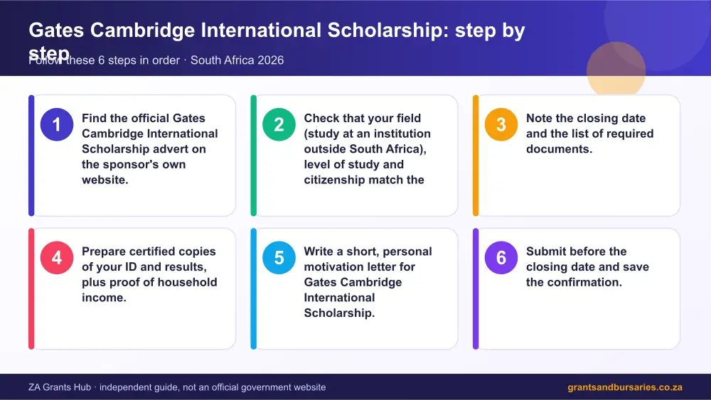 Gates Cambridge International Scholarship step by step guide infographic – gates cambridge international scholarship South Africa 2026
