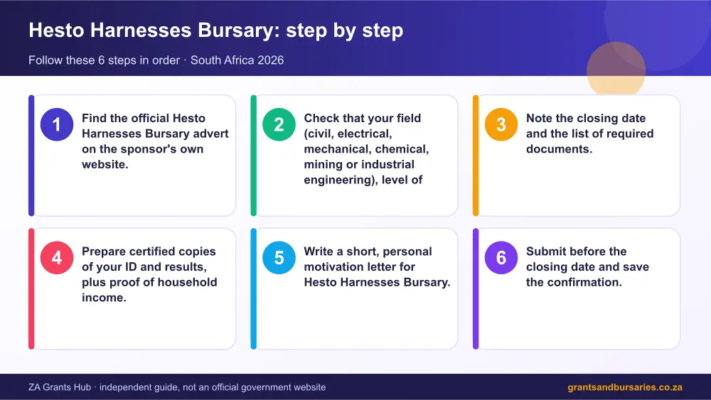 Hesto Harnesses Bursary step by step guide infographic – hesto harnesses bursary South Africa 2026