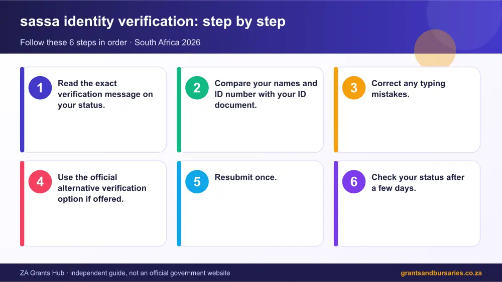 sassa identity verification step by step guide infographic – sassa identity verification South Africa 2026