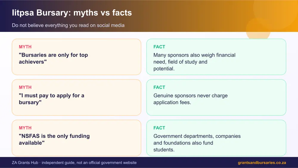 Iitpsa Bursary myths vs facts infographic – iitpsa bursary South Africa 2026
