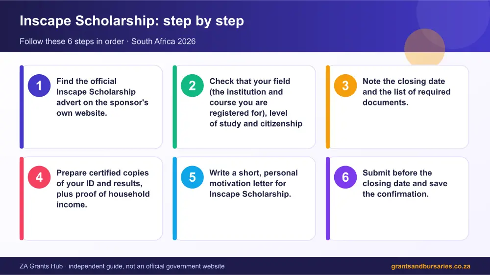 Inscape Scholarship step by step guide infographic – inscape scholarship South Africa 2026
