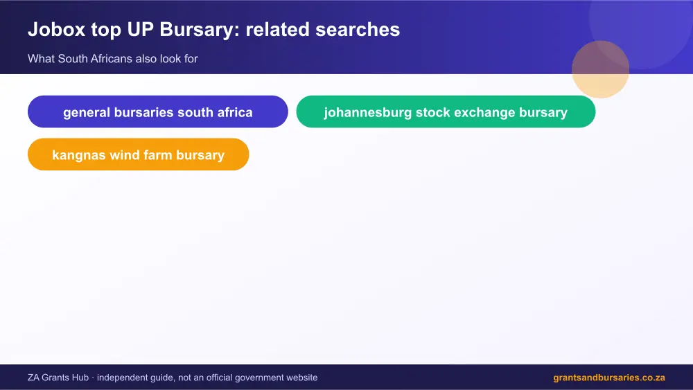 Jobox top UP Bursary related topics map infographic – jobox top up bursary South Africa 2026