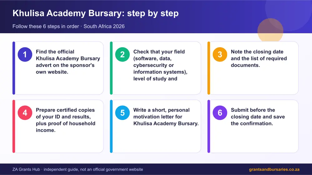 Khulisa Academy Bursary step by step guide infographic – khulisa academy bursary South Africa 2026