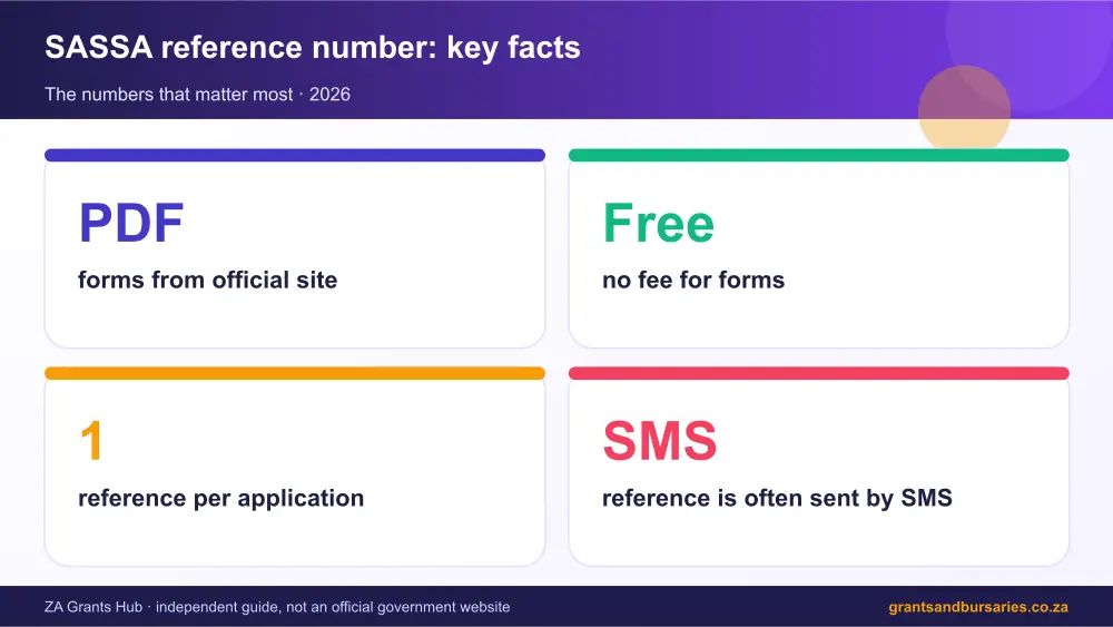 SASSA reference number key facts at a glance infographic – sassa reference number South Africa 2026