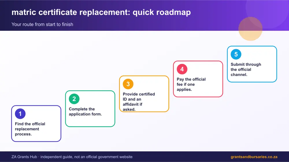 matric certificate replacement quick roadmap infographic – matric certificate replacement South Africa 2026