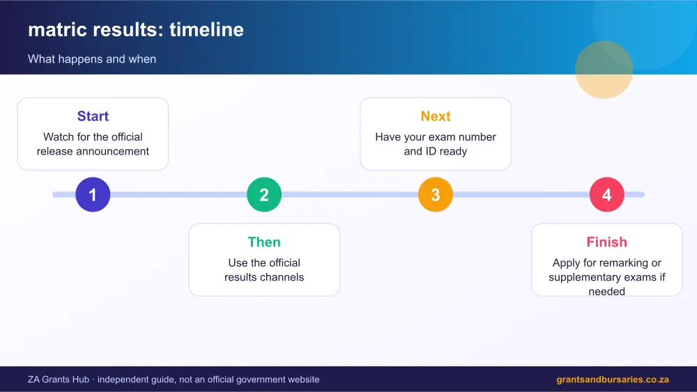 matric results process timeline infographic – matric results South Africa 2026