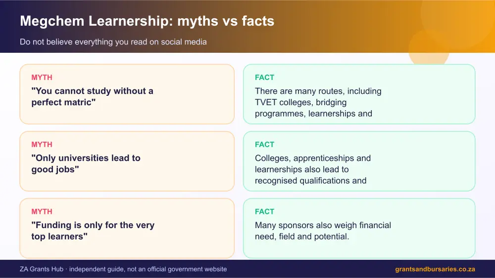 Megchem Learnership myths vs facts infographic – megchem learnership South Africa 2026