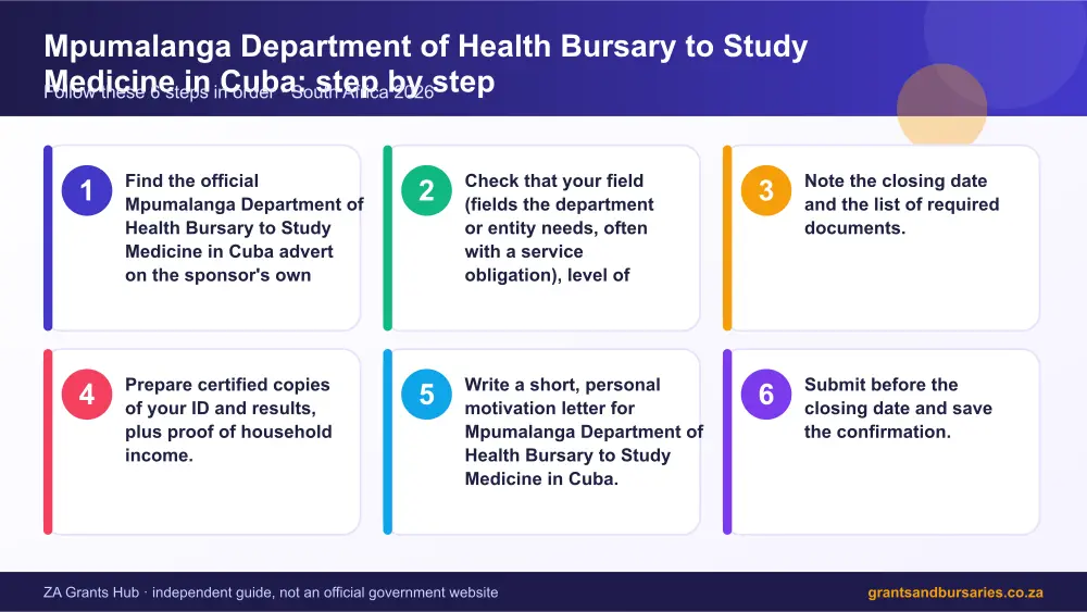 Mpumalanga Department of Health Bursary to Study Medicine in Cuba step by step guide infographic – mpumalanga department of health bursary to study medicine in cuba South Africa 2026