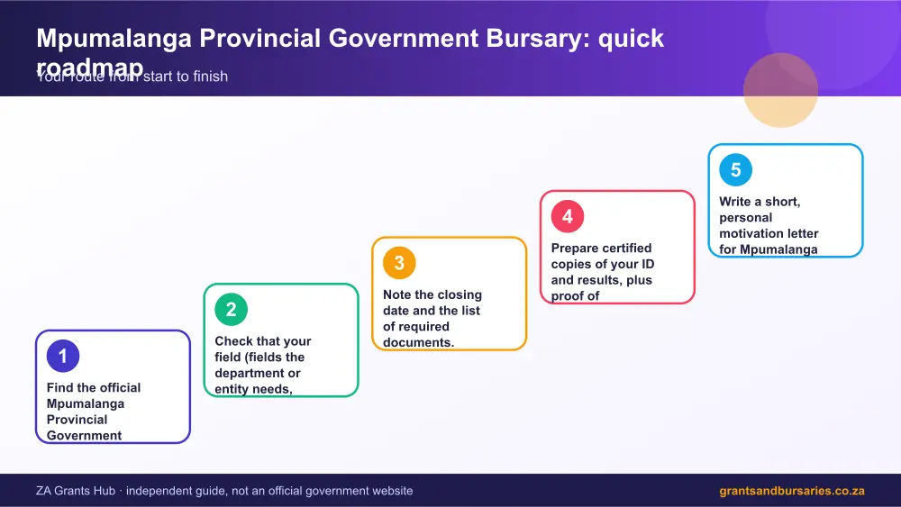 Mpumalanga Provincial Government Bursary quick roadmap infographic – mpumalanga bursaries South Africa 2026