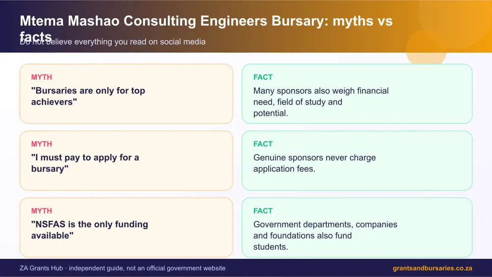 Mtema Mashao Consulting Engineers Bursary myths vs facts infographic – mtema mashao consulting engineers bursary South Africa 2026