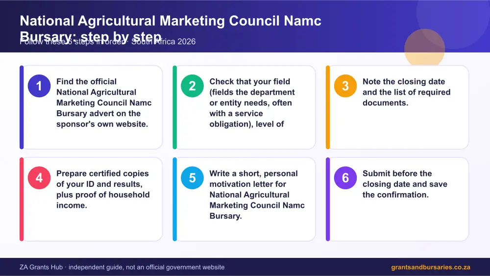 National Agricultural Marketing Council Namc Bursary step by step guide infographic – national agricultural marketing council namc bursary South Africa 2026