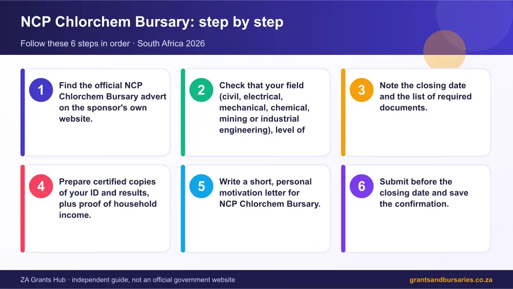 NCP Chlorchem Bursary step by step guide infographic – ncp chlorchem bursary South Africa 2026