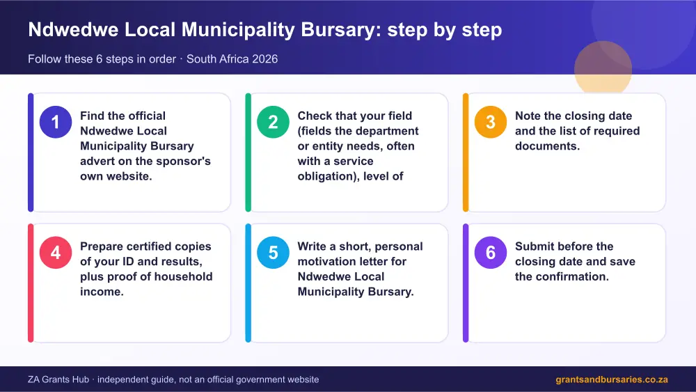 Ndwedwe Local Municipality Bursary step by step guide infographic – ndwedwe local municipality bursary South Africa 2026