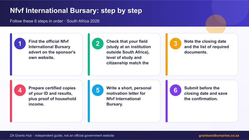 Nfvf International Bursary step by step guide infographic – nfvf international bursary scholarship South Africa 2026
