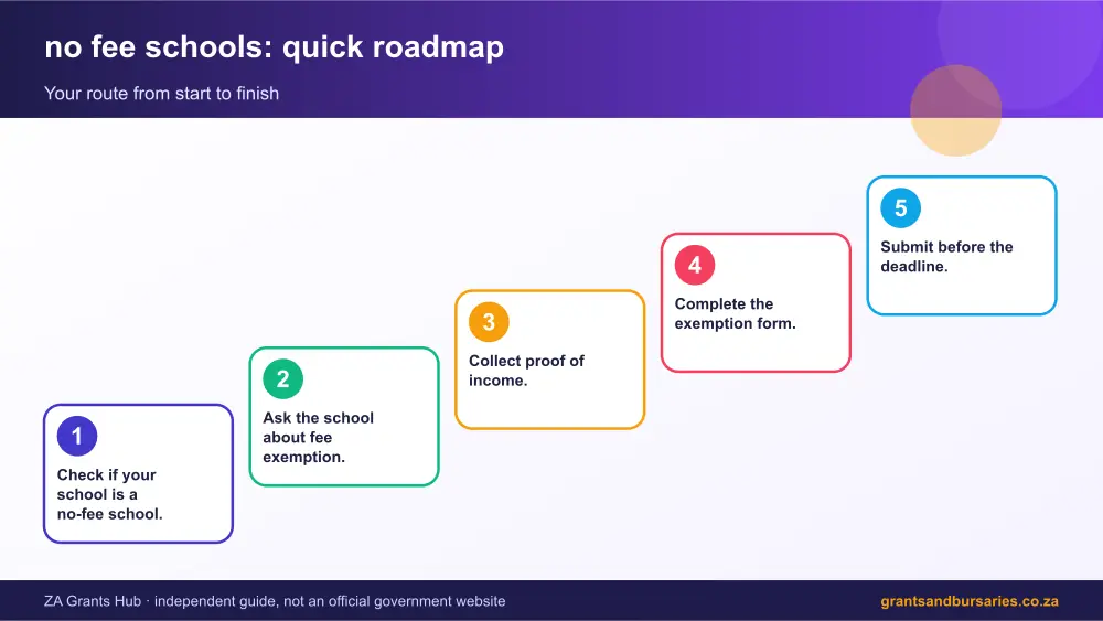 no fee schools quick roadmap infographic – no fee schools South Africa 2026