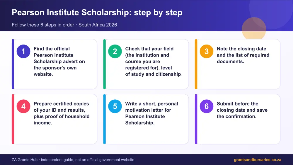 Pearson Institute Scholarship step by step guide infographic – pearson institute scholarship South Africa 2026