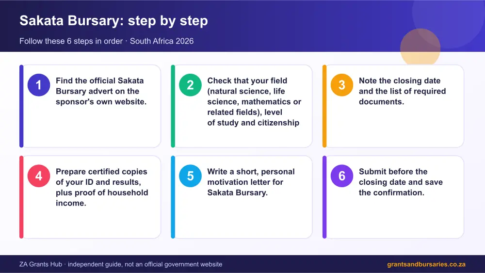 Sakata Bursary step by step guide infographic – sakata bursary South Africa 2026