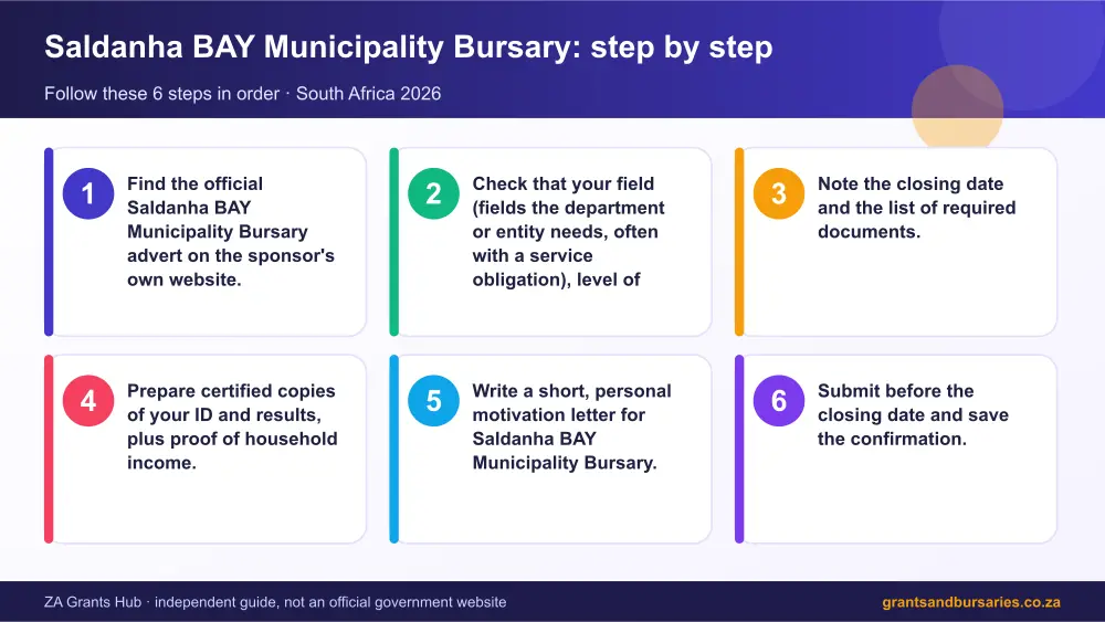 Saldanha BAY Municipality Bursary step by step guide infographic – saldanha bay municipality bursary South Africa 2026