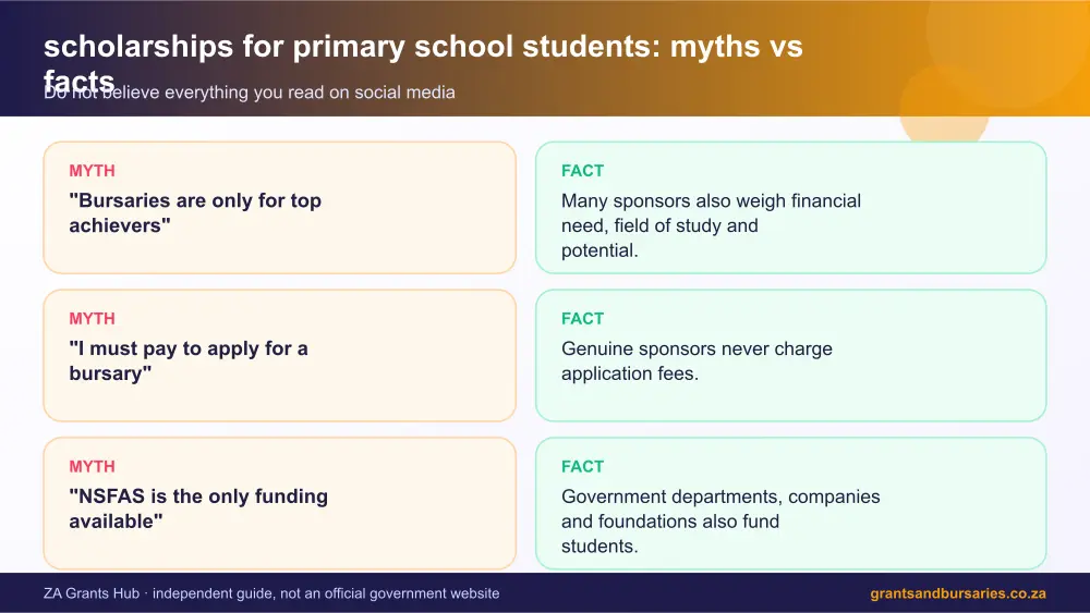 scholarships for primary school students myths vs facts infographic – scholarships for primary school students South Africa 2026