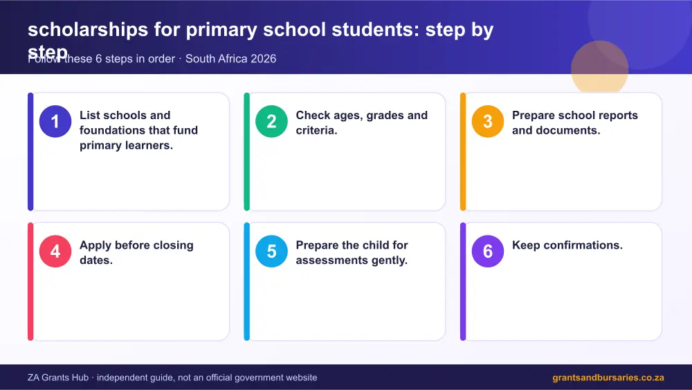 scholarships for primary school students step by step guide infographic – scholarships for primary school students South Africa 2026