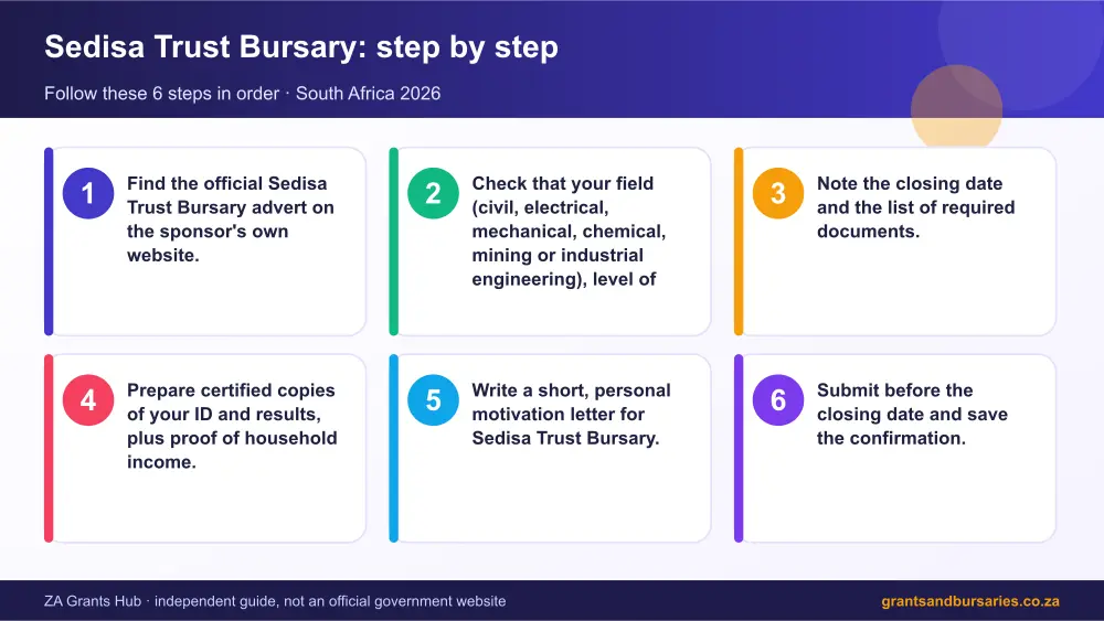 Sedisa Trust Bursary step by step guide infographic – sedisa trust bursary South Africa 2026