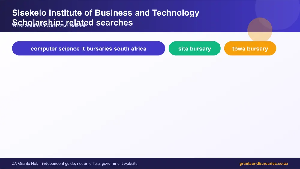 Sisekelo Institute of Business and Technology Scholarship related topics map infographic – sisekelo institute of business and technology scholarship bursary South Africa 2026