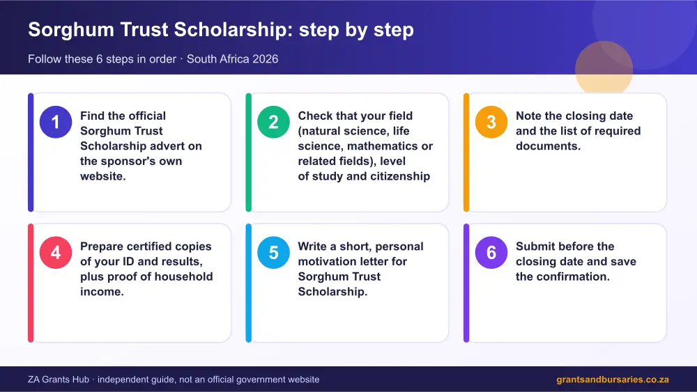 Sorghum Trust Scholarship step by step guide infographic – sorghum trust scholarship bursary South Africa 2026