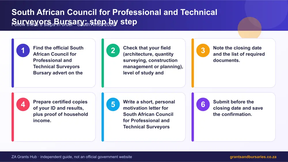 South African Council for Professional and Technical Surveyors Bursary step by step guide infographic – south african council for professional and technical surveyors bursary South Africa 2026