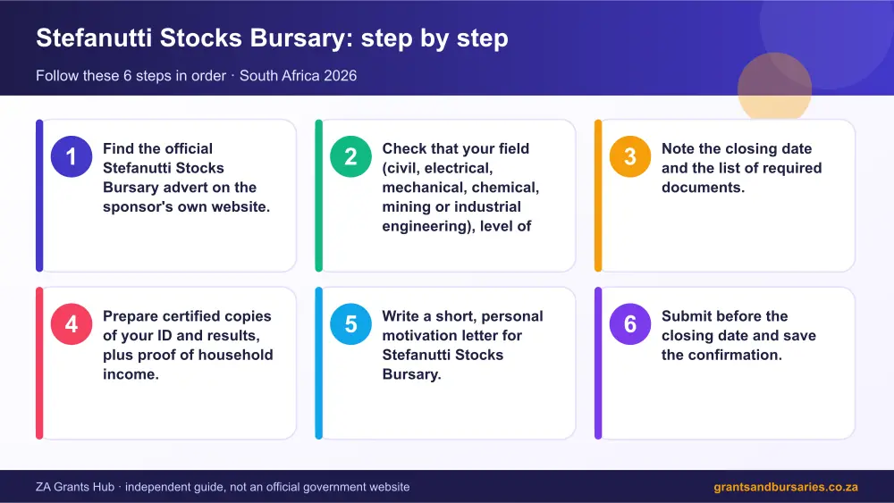 Stefanutti Stocks Bursary step by step guide infographic – stefanutti stocks bursary South Africa 2026