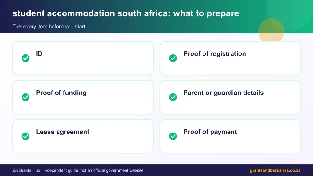student accommodation south africa documents checklist infographic – student accommodation south africa South Africa 2026