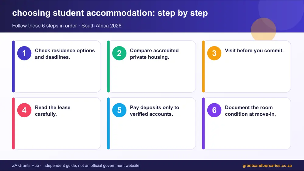 choosing student accommodation step by step guide infographic – choosing student accommodation South Africa 2026