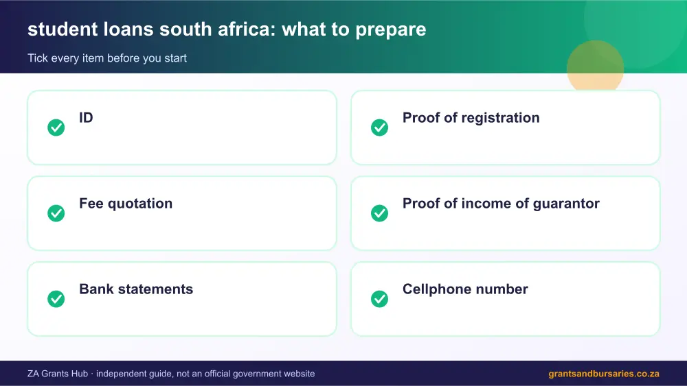 student loans south africa documents checklist infographic – student loans south africa South Africa 2026