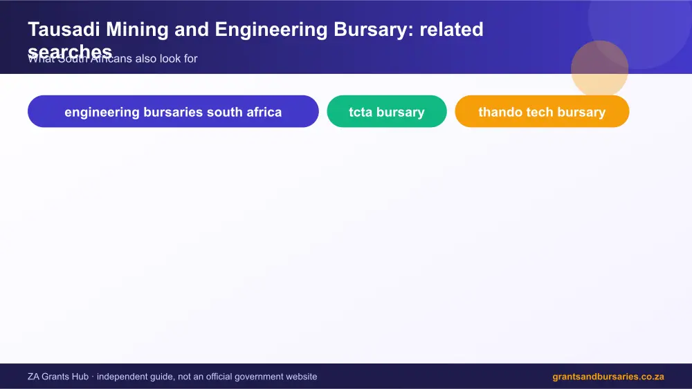 Tausadi Mining and Engineering Bursary related topics map infographic – tausadi mining and engineering bursary South Africa 2026